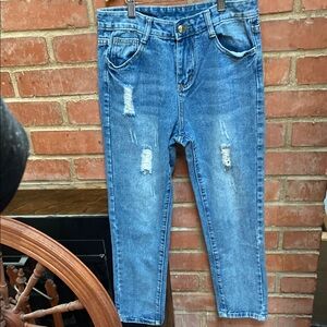 Youth Distressed Blue Jeans Hehualin Brand
